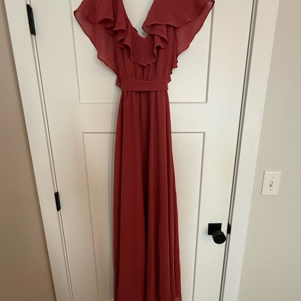 Baltic Born Ruffled Maxi Dress in Deep Red